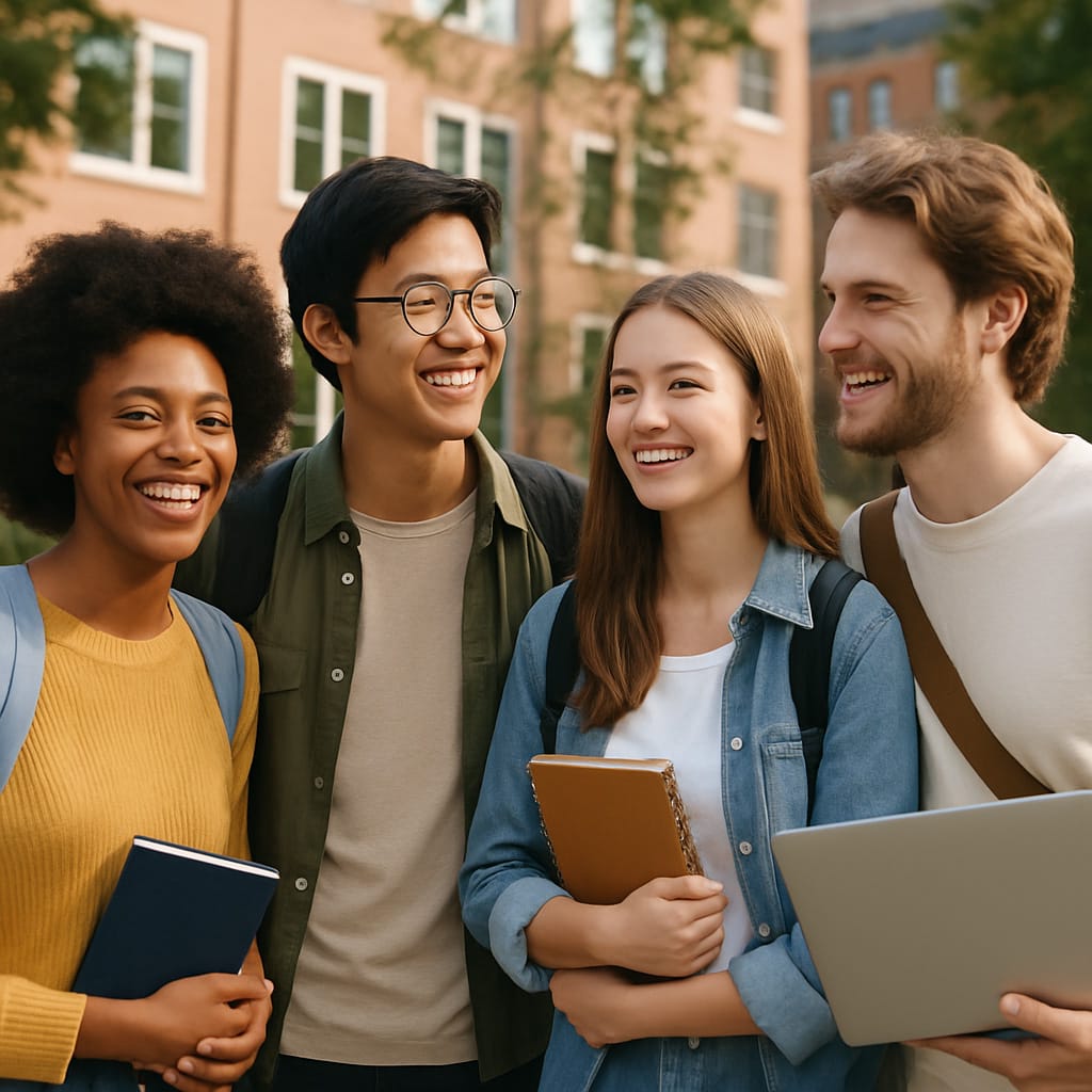 A group of happy students